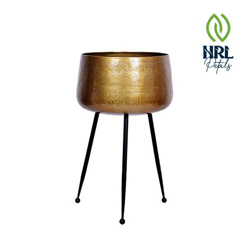 NRL Petals - SARA - BRASS PLANTER WITH BLACK LEGS